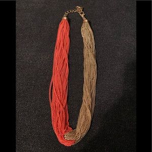 Coral and Gold Chain Necklace